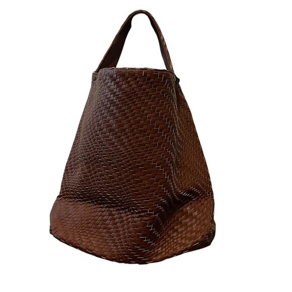 Deux Lux NWT Brown Bond Hobo Bag in Honey Woven Faux Leather Shoulder Purse - Picture 3 of 15